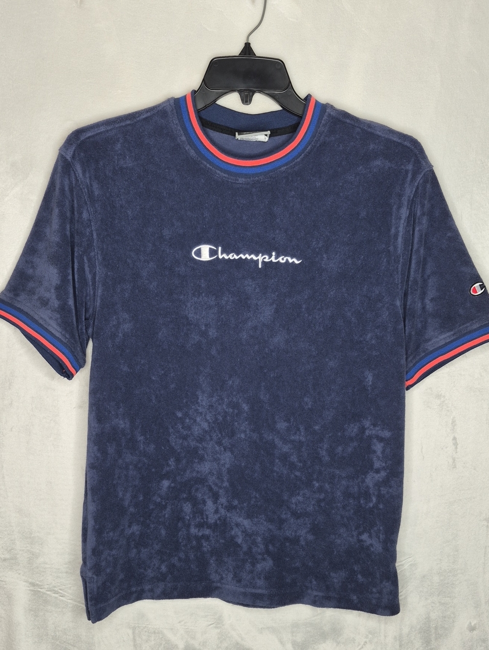 Champion Navy Blue Terry Cloth‎ Script Logo T-Shirt M